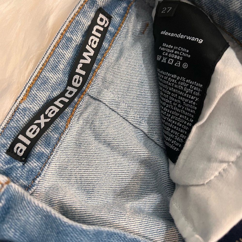 Alexander Wang skinny jeans with slits and no back pockets. Discontinued.